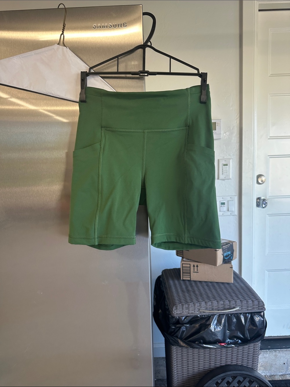 lululemon athletica Olive Green High-Rise Bike Shorts with Side Pockets
